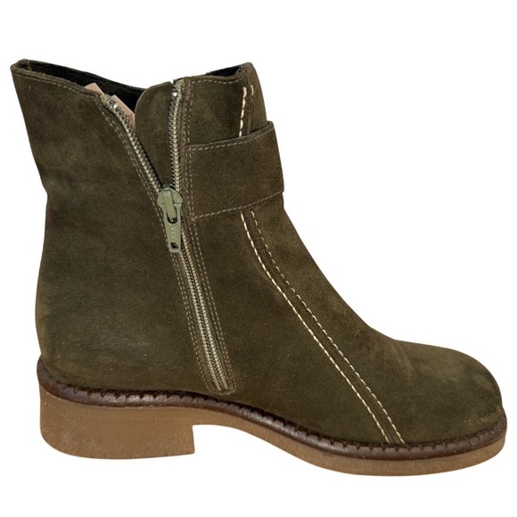 La Canadienne Waterproof Green Lug Sole Suede Stitched Boots Women's Size 9 - Picture 6 of 12